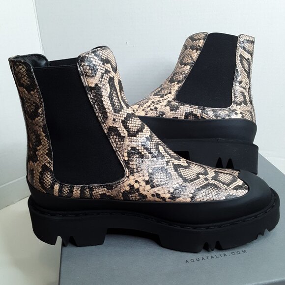 Aquatalia Holly Women's Ankle Boots size 8M Python Embossed Leather - Picture 7 of 12